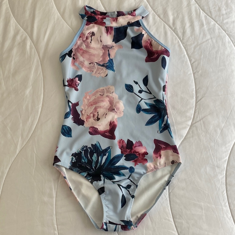 Light blue floral leotard L